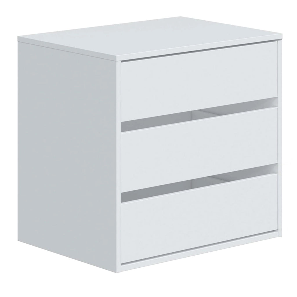 Cassettiera Con 3 Cassetti E Guide Metalliche Salvaspazio Compatta Per Camera Da Letto Guardaroba Cabina Armadio Stile Moderno Minimal 60 x 57 x 44 Cm Colore Bianco