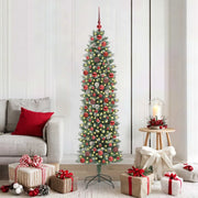 Albero di Natale Artificiale Sottile Verde e Bianco 180 cm 3395293