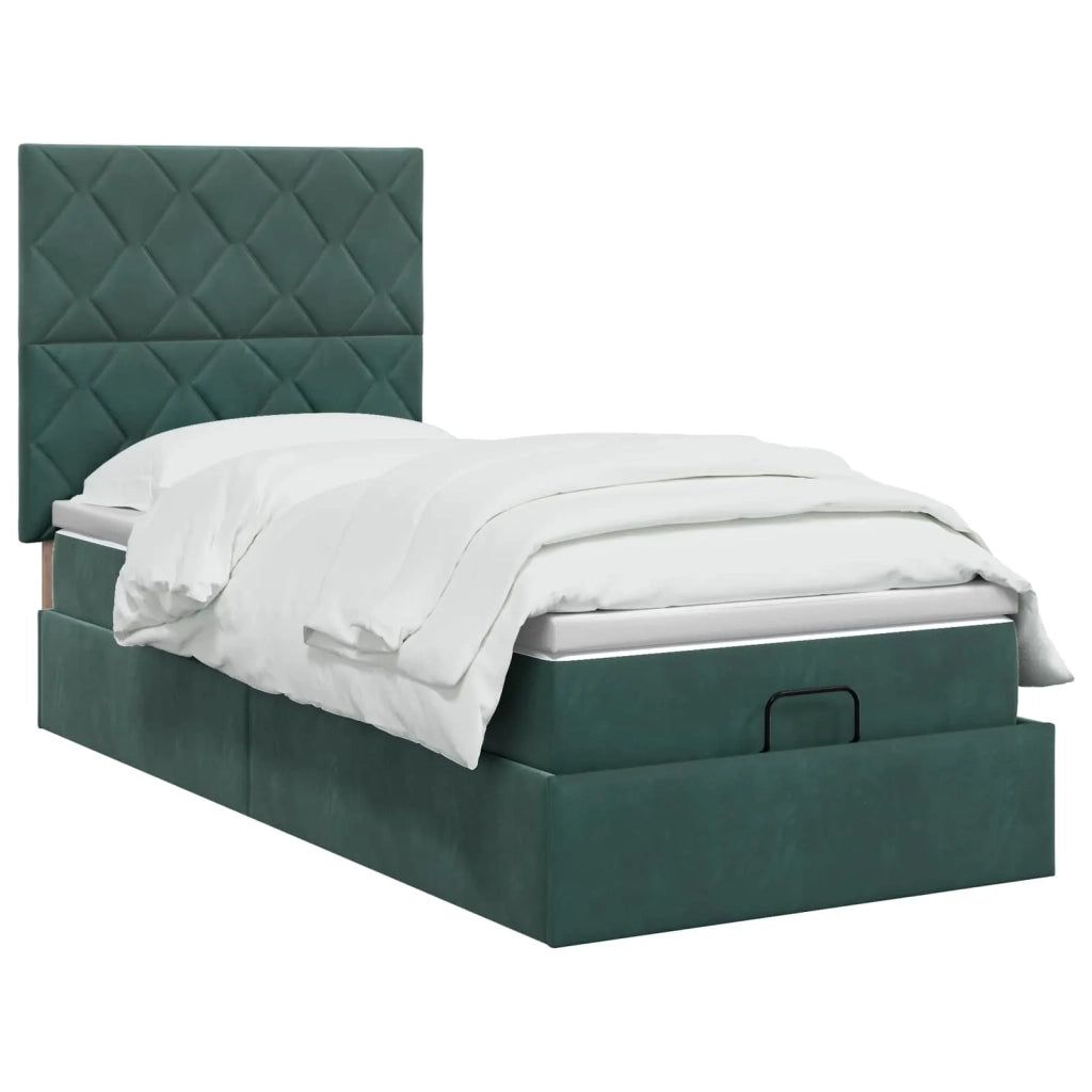 Letto Ottomano con Materasso e LED Verde Scuro 80 x 200 cm 3458340