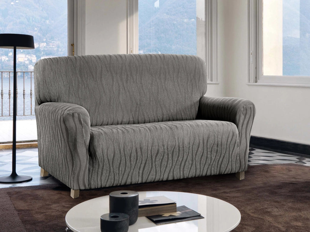 Copridivano Sofà Poltrona Elasticizzato Protezione Macchie Modello Wonderful - 4 Posti - Grigio
