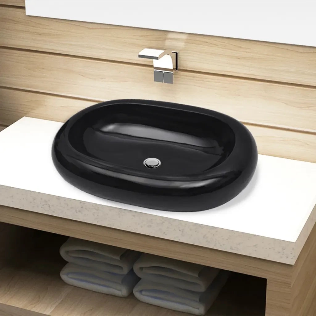 Lavandino da Bagno-Lavabo-Lavello in ceramica ovale nero