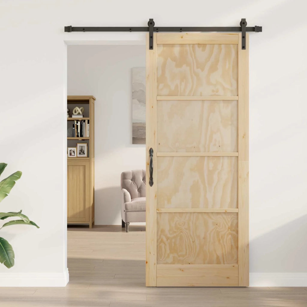 Porta scorrevole Naturale 86 x 211 cm Legno Massello di Pino 3445439