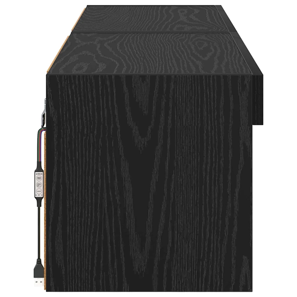 Set mobile TV con LED 2 pz | Armadietto TV | Mobile Porta TV Rovere Nero 60 x 30 x 30 cm
