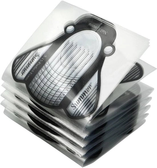 Scheda di modellatura per unghie 100 pezzi - Carta per modellatura unghie a base di gel - Scheda per estensione unghie - Risultati professionali - PVC di alta qualità - Leggero e flessibile - Forme per unghie