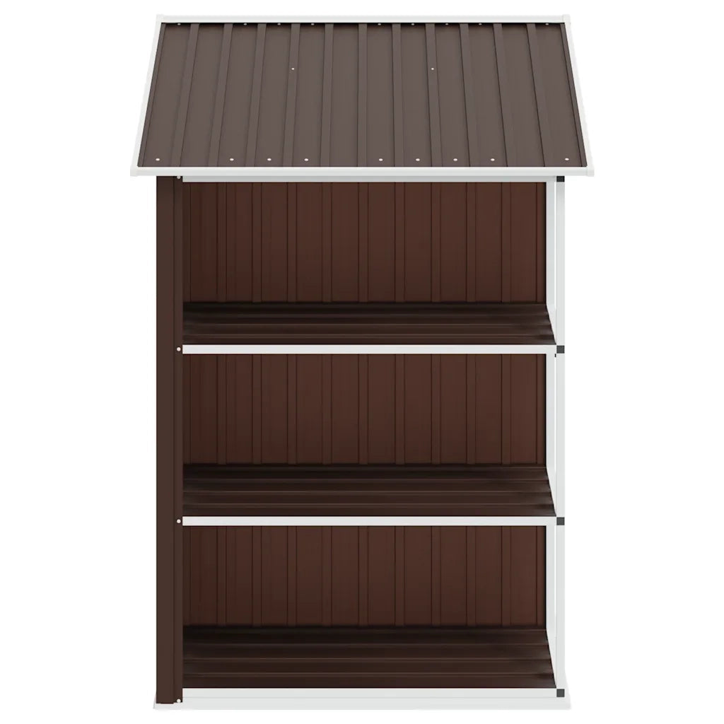 Capanno da Giardino con Scaffali Marrone 205x130x183 cm Ferro