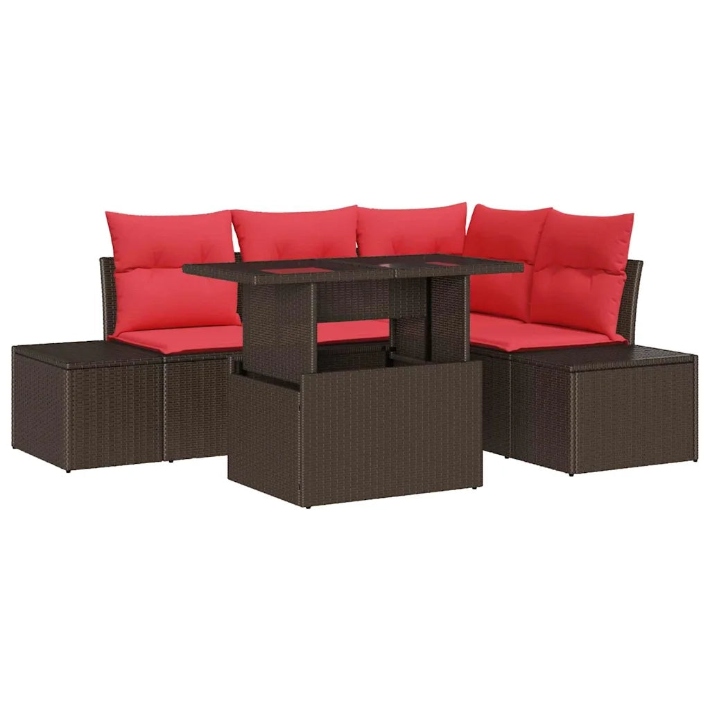 Set Divano da Giardino 5 pz Marrone polyrattan 3357917