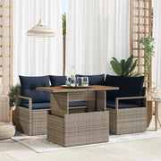 Set da Pranzo per Giardino con cuscino 5 pcs Grigio e Blu Navy 3349709
