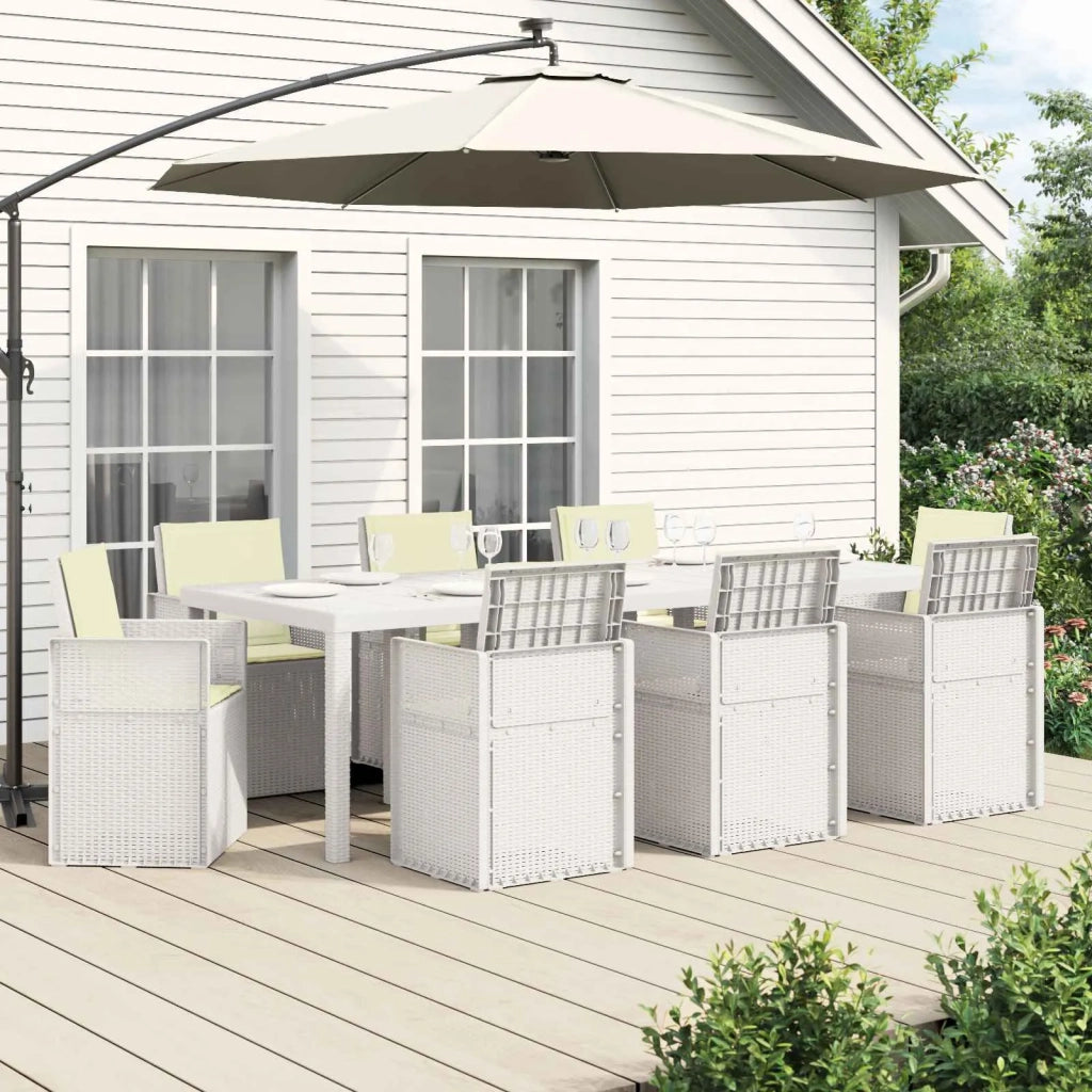 Set da Pranzo per Giardino con cuscino 9 pcs Bianco e Crema PP 3430095
