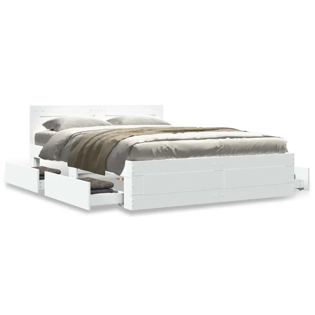 Letto matrimoniale | Letto per adulti | Struttura del letto 2 pcs Bianco 137 x 188 cm Legno multistrato