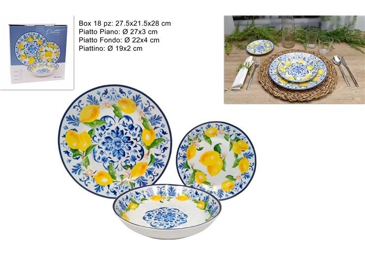 SERVIZIO PIATTI CERAMICA 18pz LIMONI 677735 DS