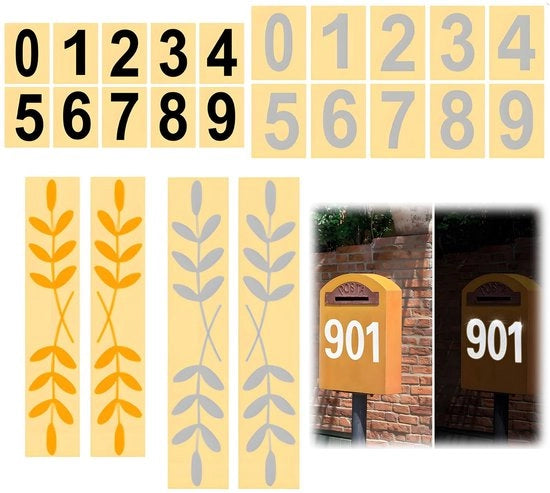 Set di numeri riflettenti - autoadesivi - resistenti - etichette per numeri civici - grandi numeri - set 0-9