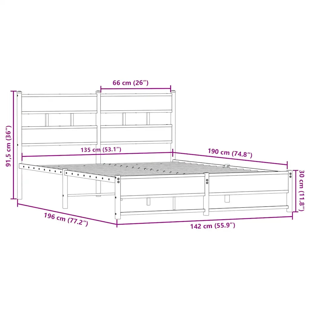 Giroletto senza Materaso in Metallo Rovere Fumo 135x190 cm 4017217