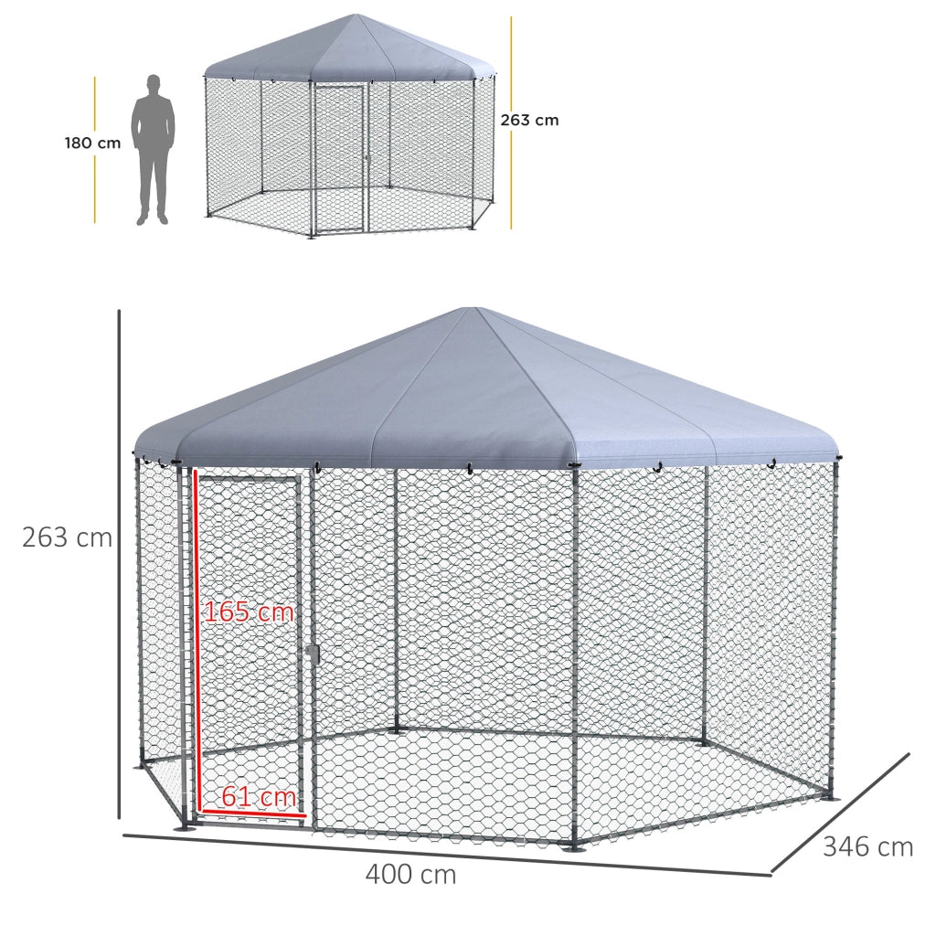 Recinto per Galline con Tetto ¨C zephmum ¨C Acciaio 4x3.5x2.6m