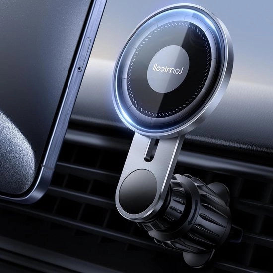 Sostegno magnetico per auto per smartphone - ventilatore di aria con N52 magneti - compatibile con serie iPhone 15 14 13 12 con anello metallico - vetrata.