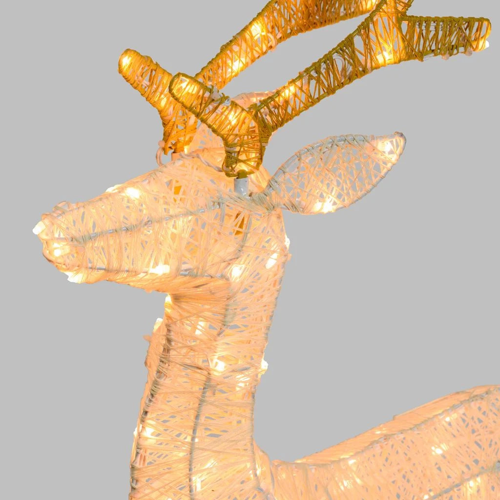 Renna con zampa alzata 3D Light Cream & Brown h 105 cm, 200 led bianco extra caldo