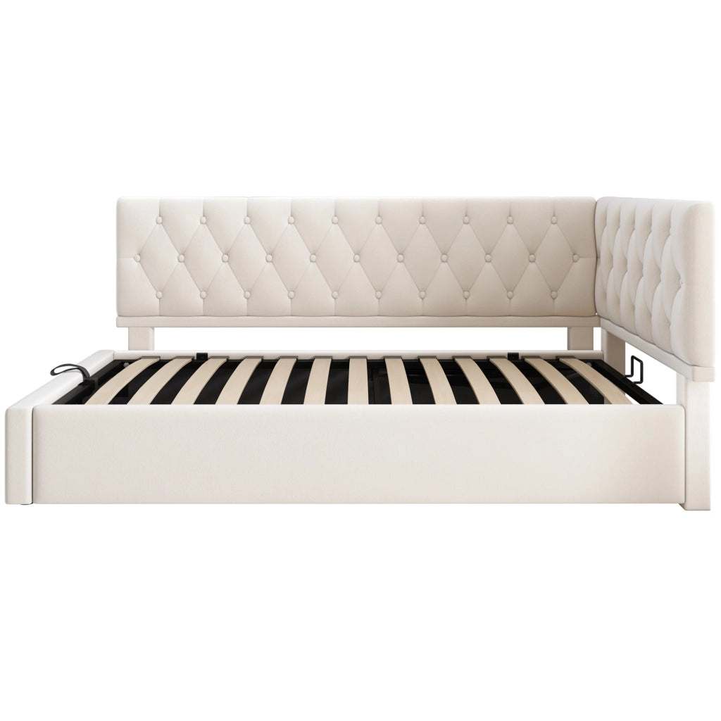 Divano letto 90x190 cm con vano contenitore e struttura in velluto