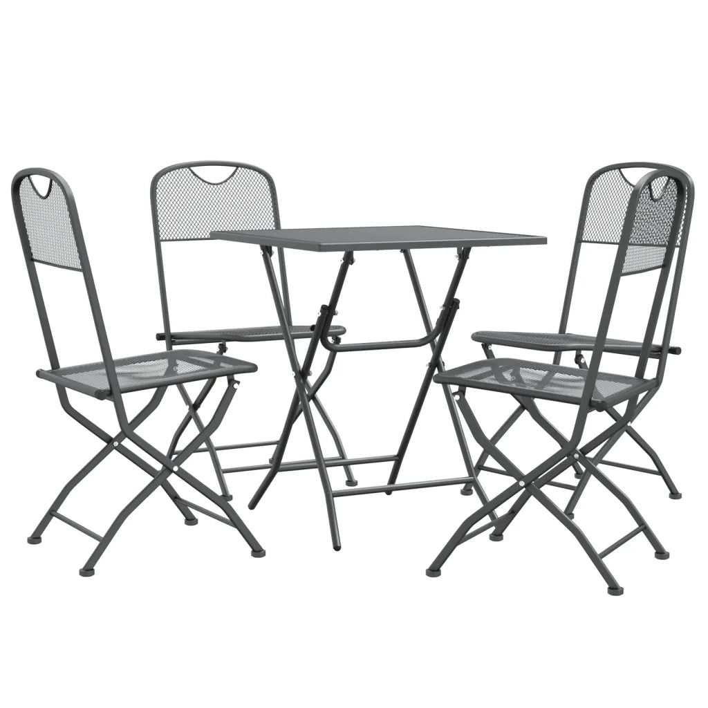 Set da Pranzo per Giardino 5pz | Set Salotto da Giardino Rete Metallica Espansa Antracite