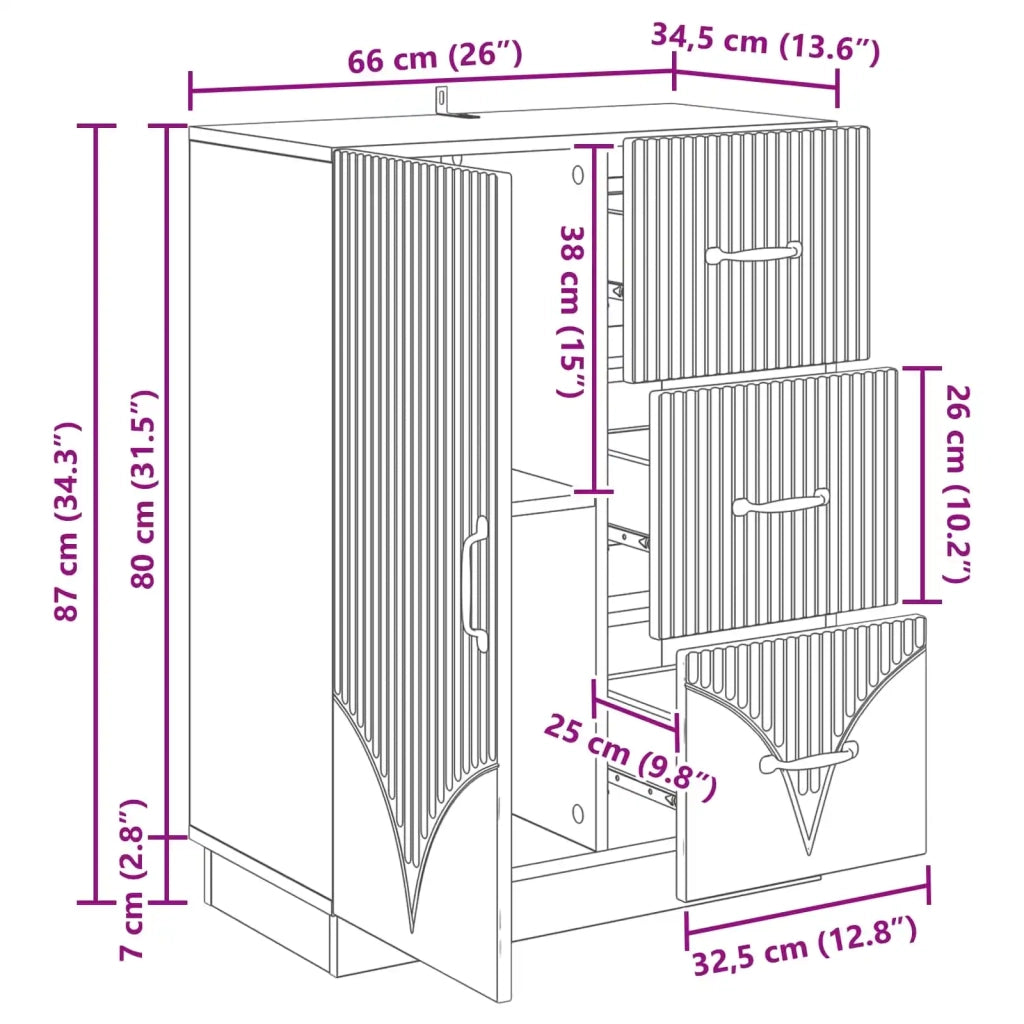 Credenza | Madia | Buffet da pranzo | Armadio da pranzo con cassetto Rovere Artigianale 66 x 34,5 x 87 cm