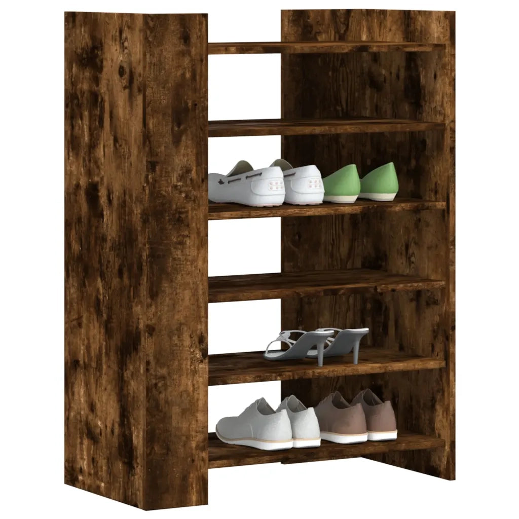 Scarpiera-Scaffale per scarpe Rovere Fumo 74,5x37,5x100 cm in Legno Multistrato