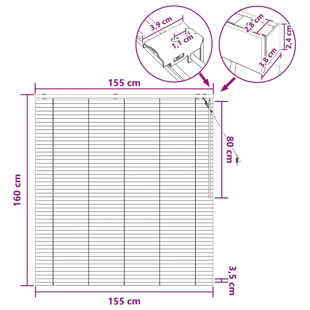 Tenda Veneziana Marrone Scuro 155 x 160 cm 35 mm 42015577