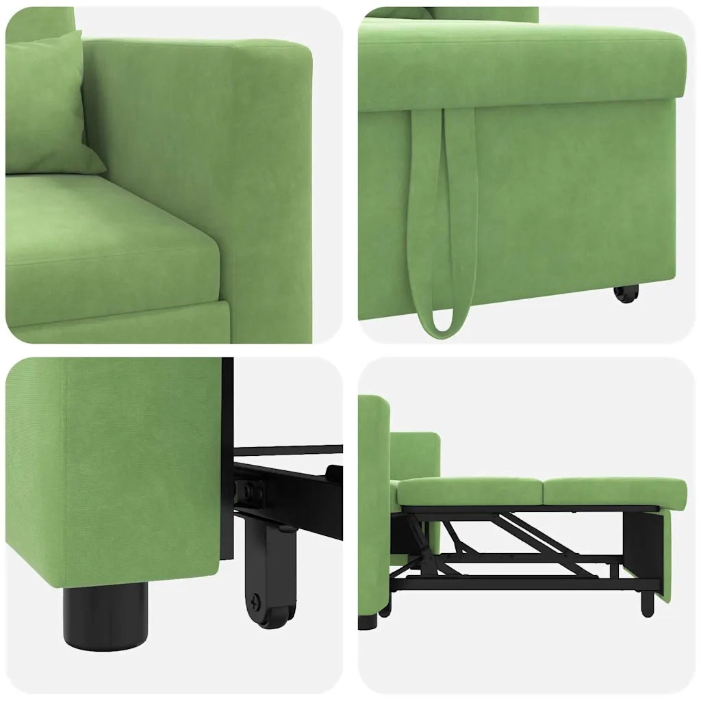 Divano letto estraibile singolo con ruote Verde chiaro Velluto 42002700