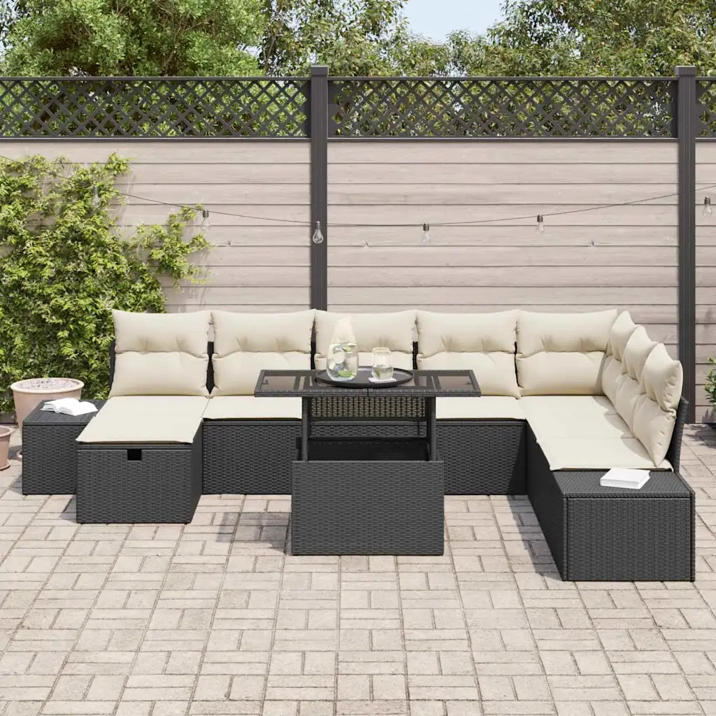 Set Divano da Giardino 11 pcs Nero Poly Rattan 3359894