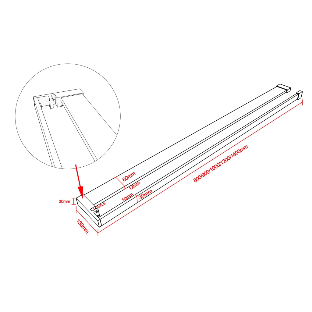 Mensola Doccia per Parete Doccia Walk in 90 cm Alluminio Cromo Lucido Porta-asciugamani Adattabile Vetro da 8 mm