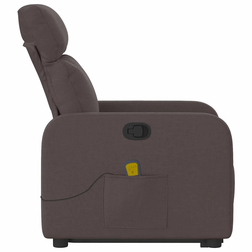 Poltrona | Sedia Relax Alzapersona Massaggi Reclinabile Marrone Scuro Tessuto