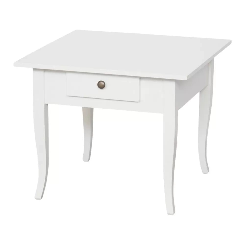 Tavolino quadrato 1 cassetto shabby legno bianco 57x57x52 - Mobili 2G
