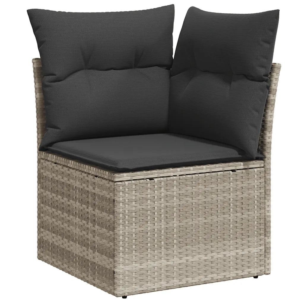 Set Divano da Giardino 9pz con Cuscini Grigio Chiaro Polyrattan 3326133