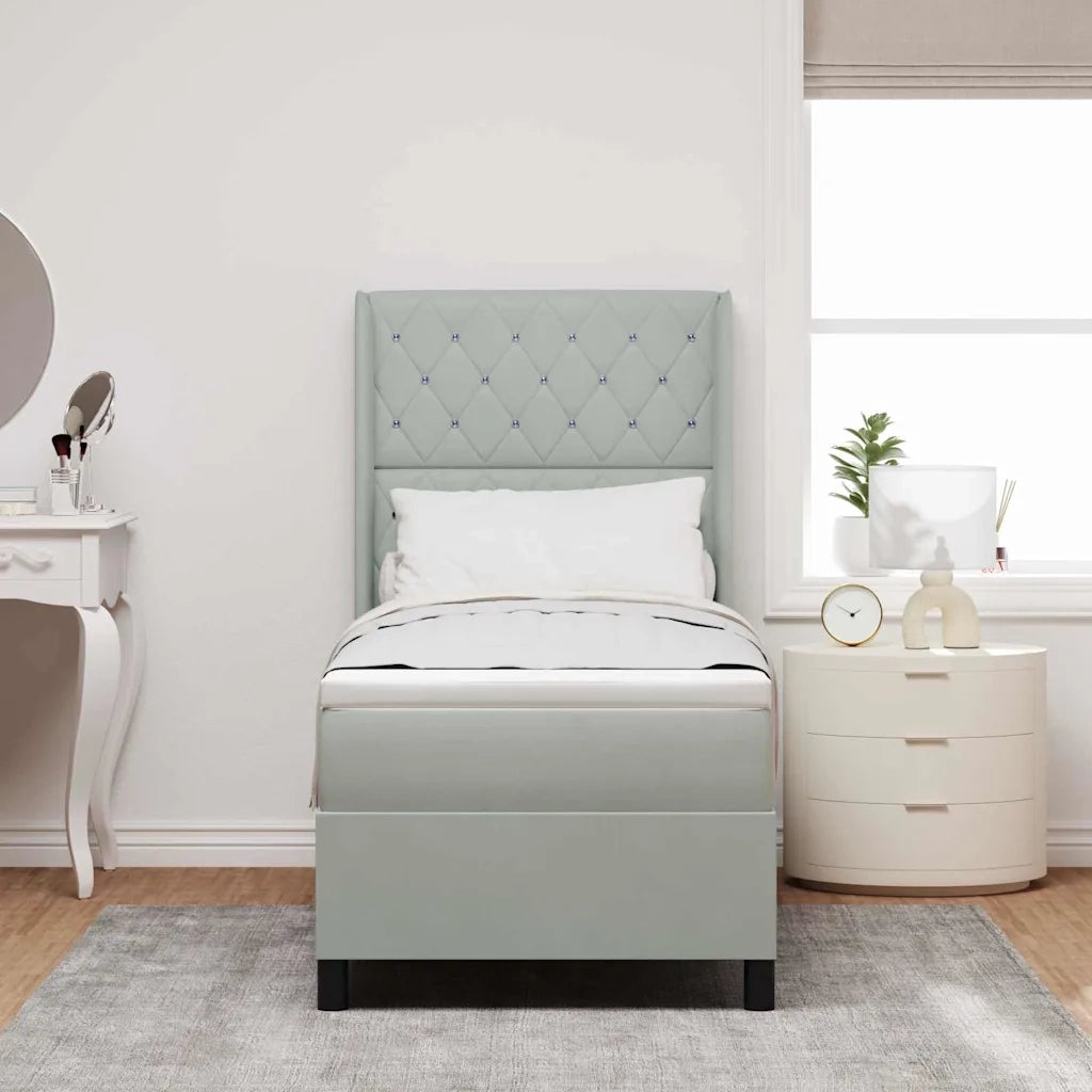 Letto a molle con materasso Grigio chiaro 80 x 200 cm Velluto