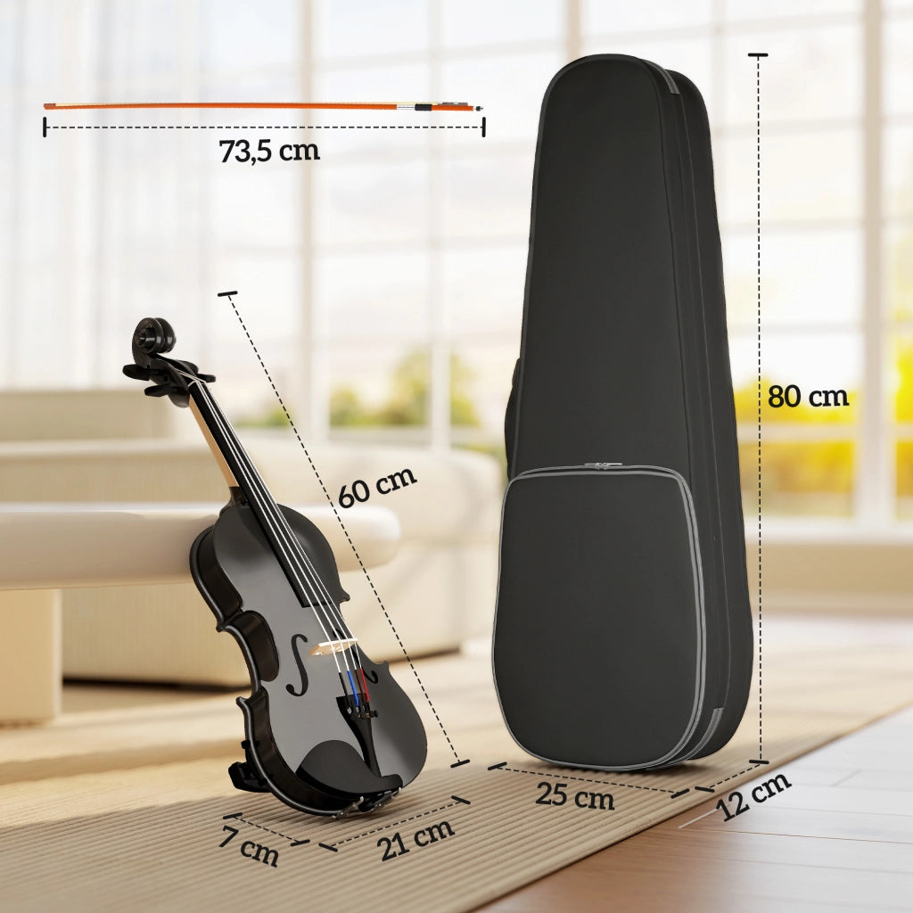 Violino 4/4 Completo in Legno con Custodia ¨C zephmum ¨C Nero