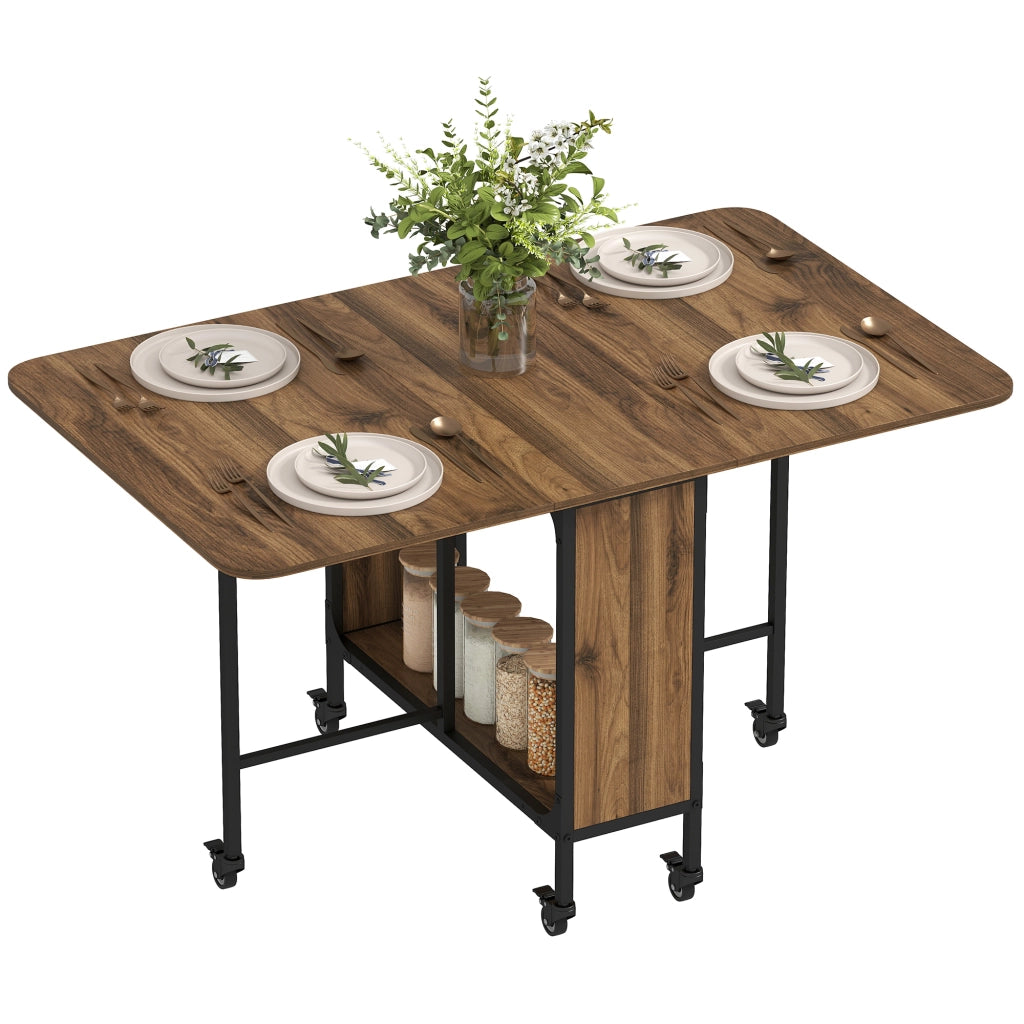 Tavolo Pieghevole con Ruote e Gambe Regolabili per Cucina e Salone ¨C zephmum ¨C 130x80x74 cm Marrone