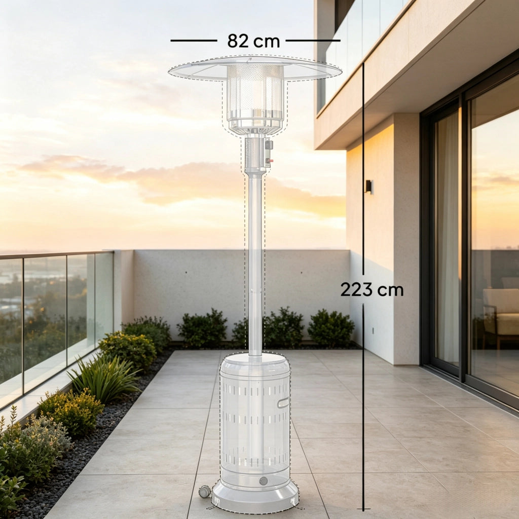 Riscaldatore da esterno per patio, riscaldatore a gas portatile da 11 kW con impostazioni di calore regolabili, riscaldatore a gas per giardino, terra