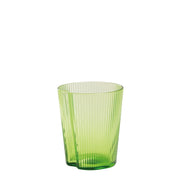 Set 6 Bicchieri Handy Tumbler in Vetro Soffiato Verde Mela, Design Ergonomico con Solchi Verticali e Superficie Impilabile per Uso Quotidiano 6X