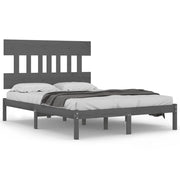 Letto matrimoniale | Letto per adulti | Giroletto Grigio in Legno Massello 200x200 cm