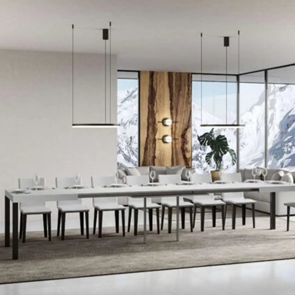 Tavolo allungabile 160/420x90 cm Everyday Premium colore bianco frassino gambe antracite