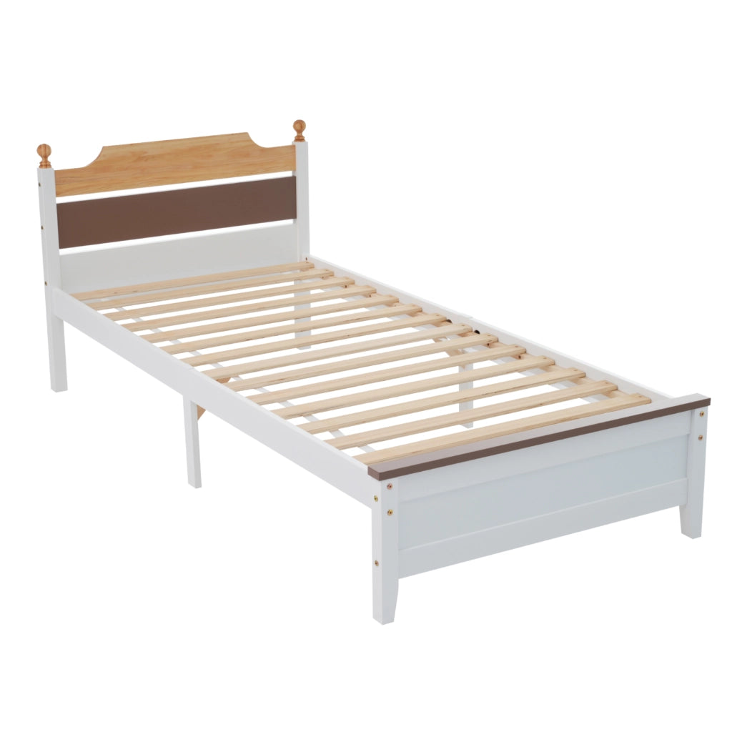 LETTO Singolo 90x200 cm Bianco in pino e MDF