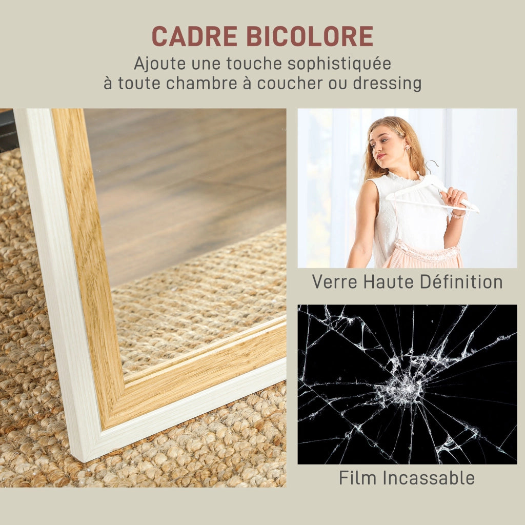 Specchio da Terra a Figura Intera ¨C Xylo ¨C Effetto Legno Bianco 157x37cm