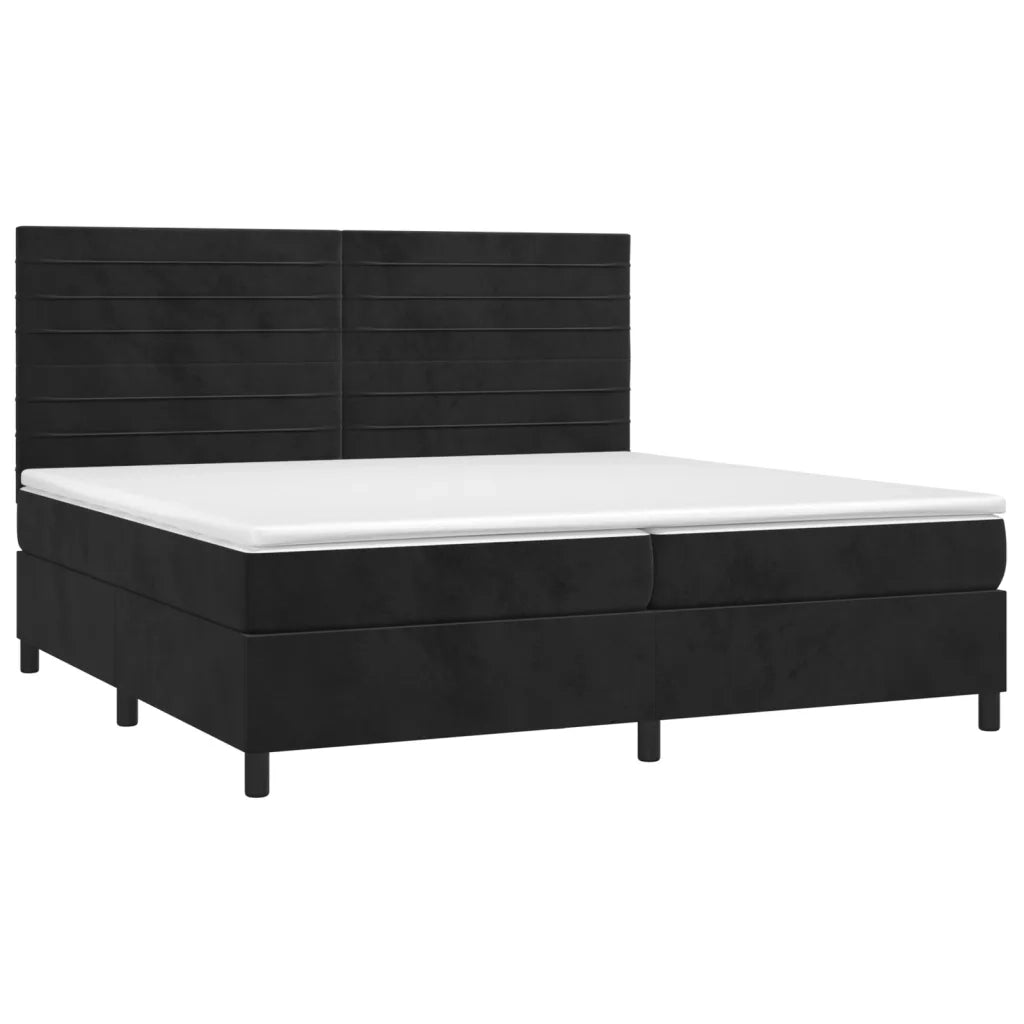 Letto a Molle con Materasso e LED Nero 200x200 cm in Velluto 3136205