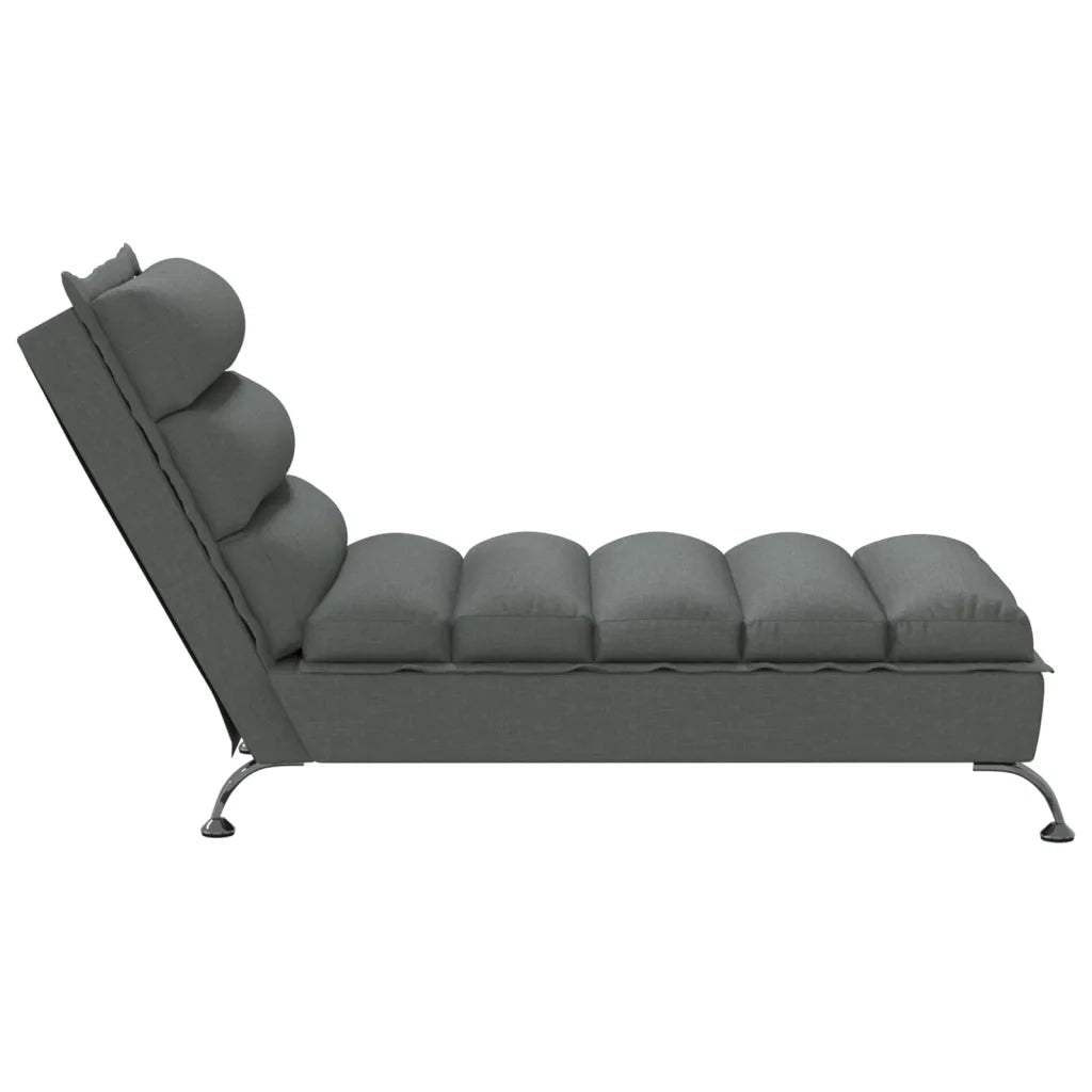 Chaise Longue con Cuscini Grigio Scuro in Tessuto CFW4816924