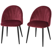 Set 2 Sedie da Pranzo ¨C Xylo ¨C Velluto Bordeaux Gambe Metallo Nero 52x54x79cm