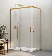 Box doccia angolare BASIC apertura al vertice 100x80 cm (95-100/75-80) oro vetro trasparente