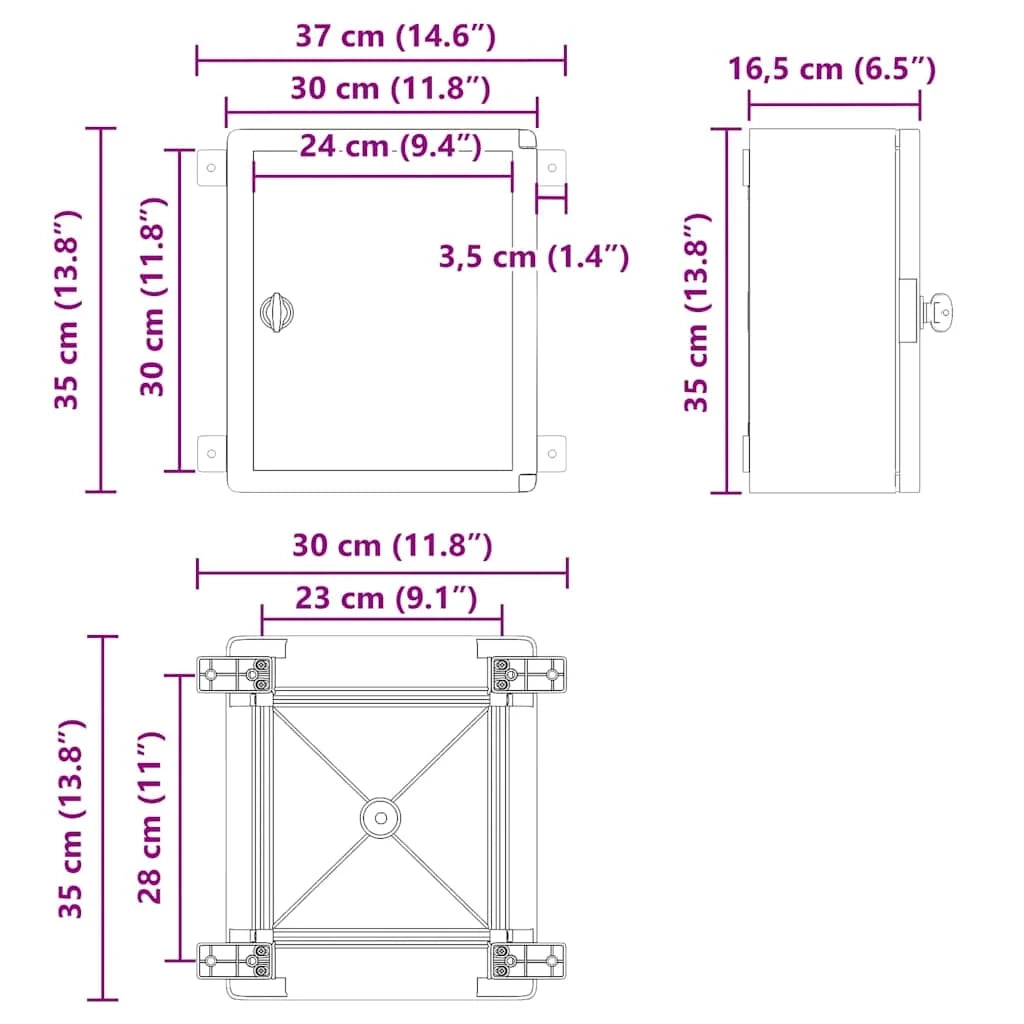 Armadio elettrico moderno 30 x 16,5 x 35 cm resistente stile contemporaneo uso interno/esterno plastica grigia 02_0058210