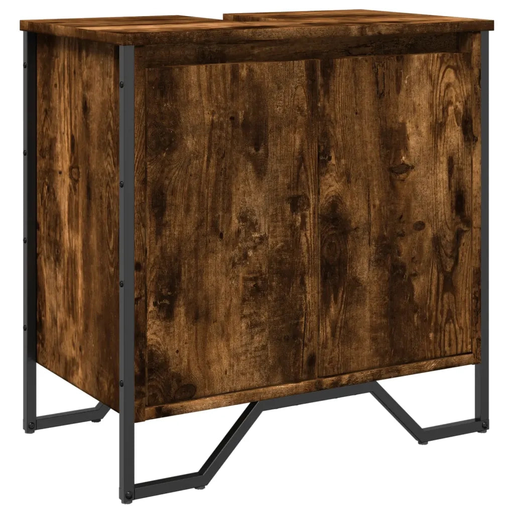 Mobile Lavabo Bagno-Armadietto da bagno Rovere Fumo 60x35x60 cm Legno Multistrato