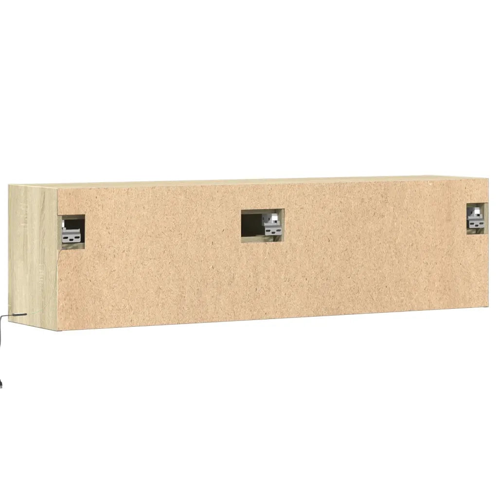 Mobile TV a Parete con Luci LED Rovere Sonoma 140x31x38 cm 852371