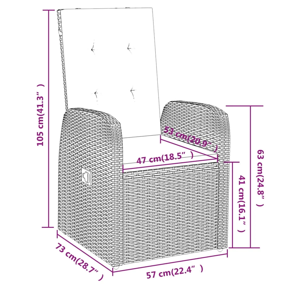 Set da Pranzo da Giardino 7 pz con Cuscini Grigio 3099476