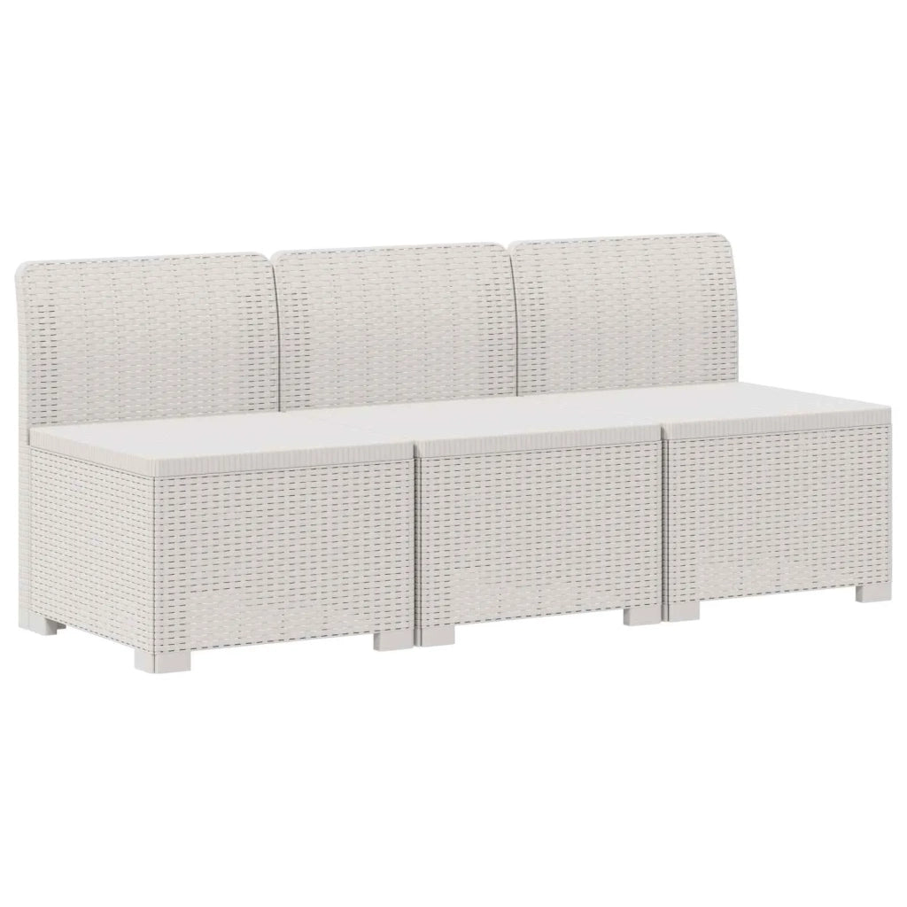 Divano da esterno-Divano da Giardino 3 posti con cuscini in look rattan PP Bianco 963491