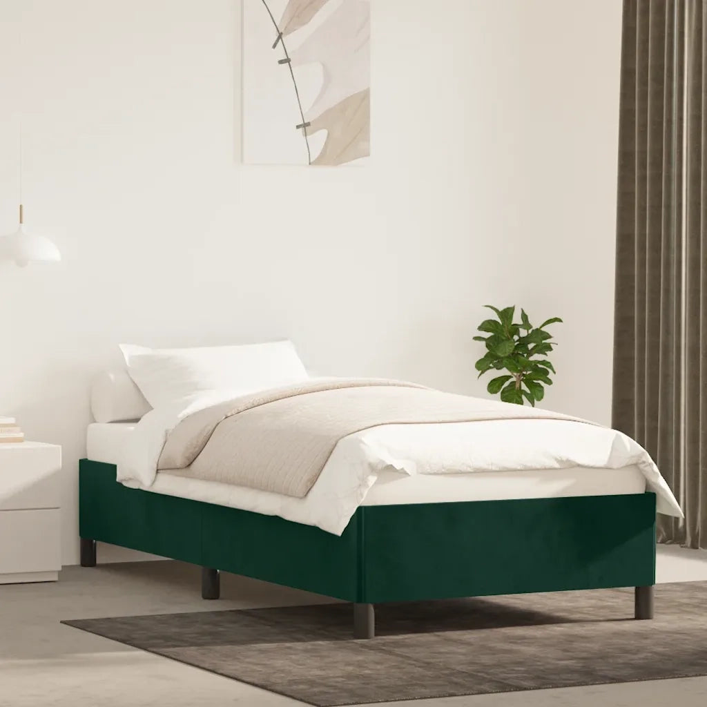 Letto singolo | Letto per adulti | Giroletto senza Materasso Verde Scuro 80x200 cm in Velluto