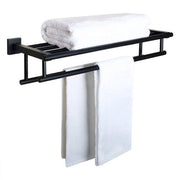 Sostegno asciugamani per bagno in alluminio nero da parete per asciugamani doppio per bagno e cucina 60CM, EGZ8000-B
